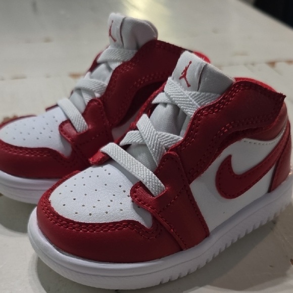 Jordan Kids Red and White Sneakers - Picture 4 of 5